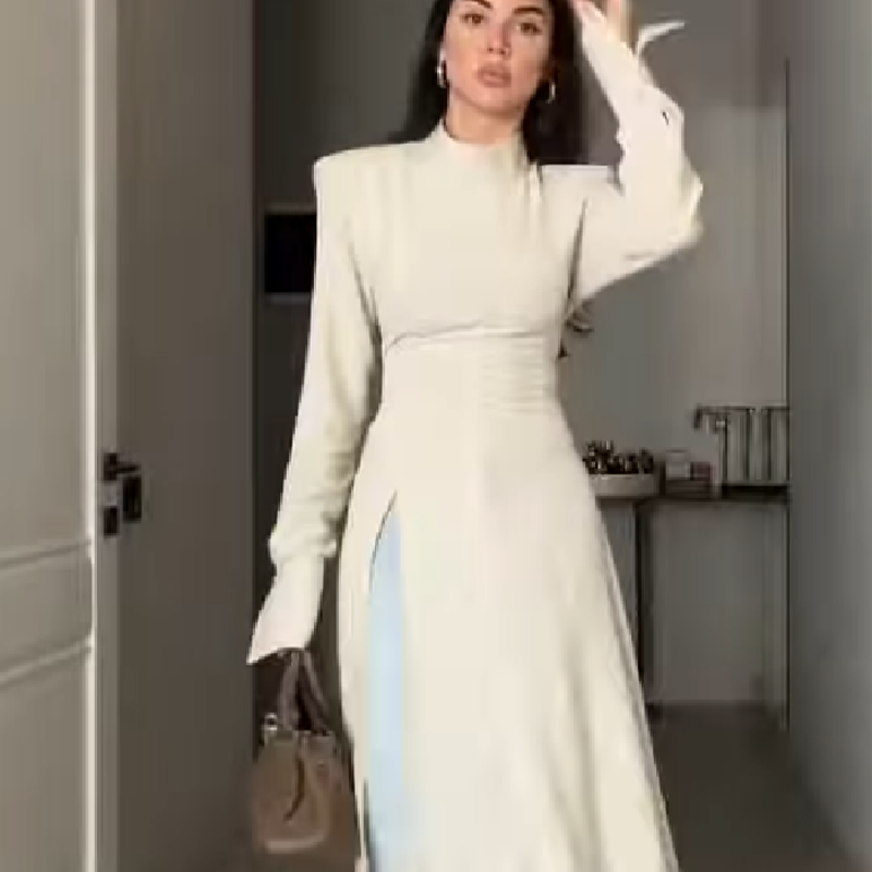 Formal Wear Women Us - Kadınlar İçin Zarif Yüksek Yaka Uzun