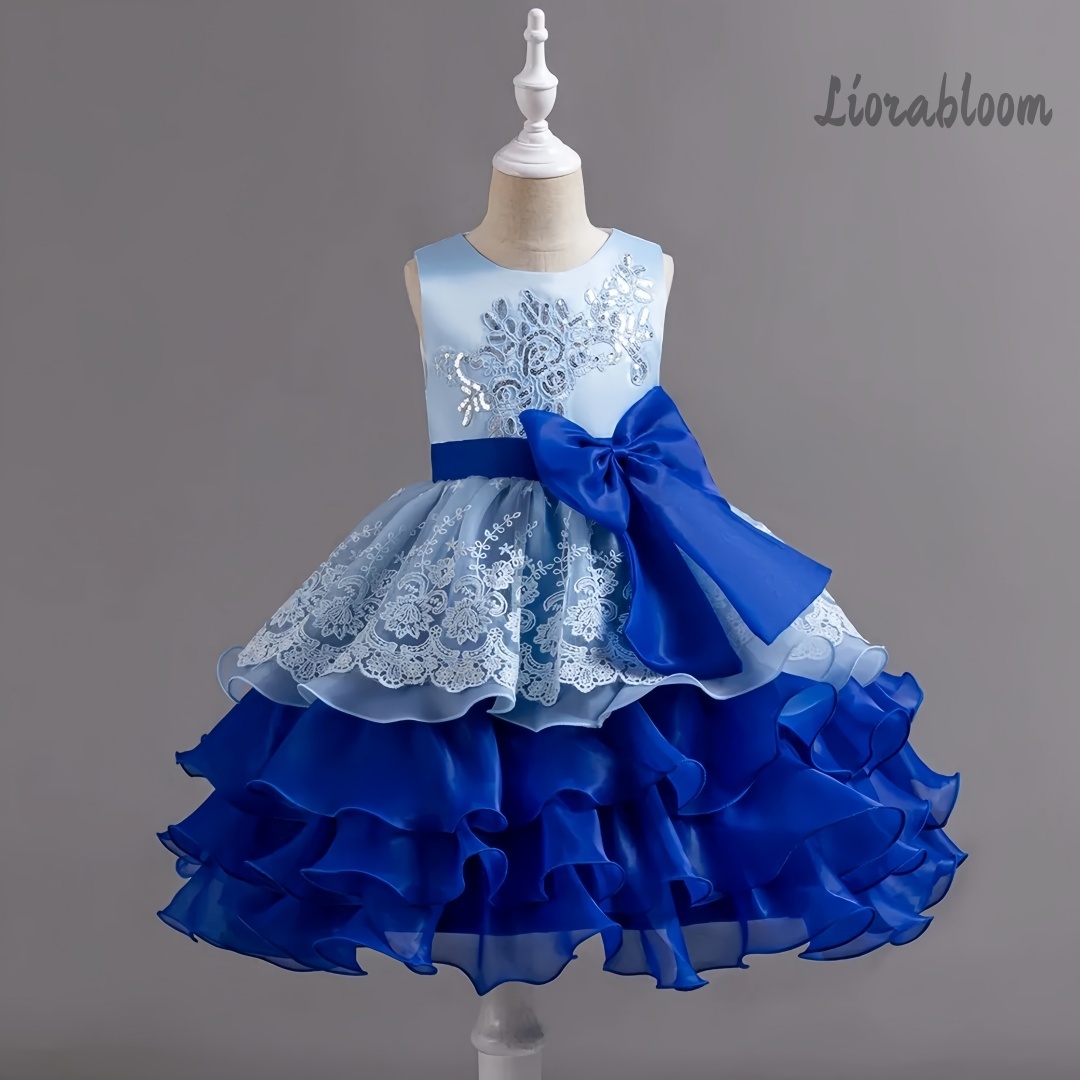 Women Formal Wear For Party - Kız Çocuk Elbisesi Büyük Fiyonklu Kolsuz
