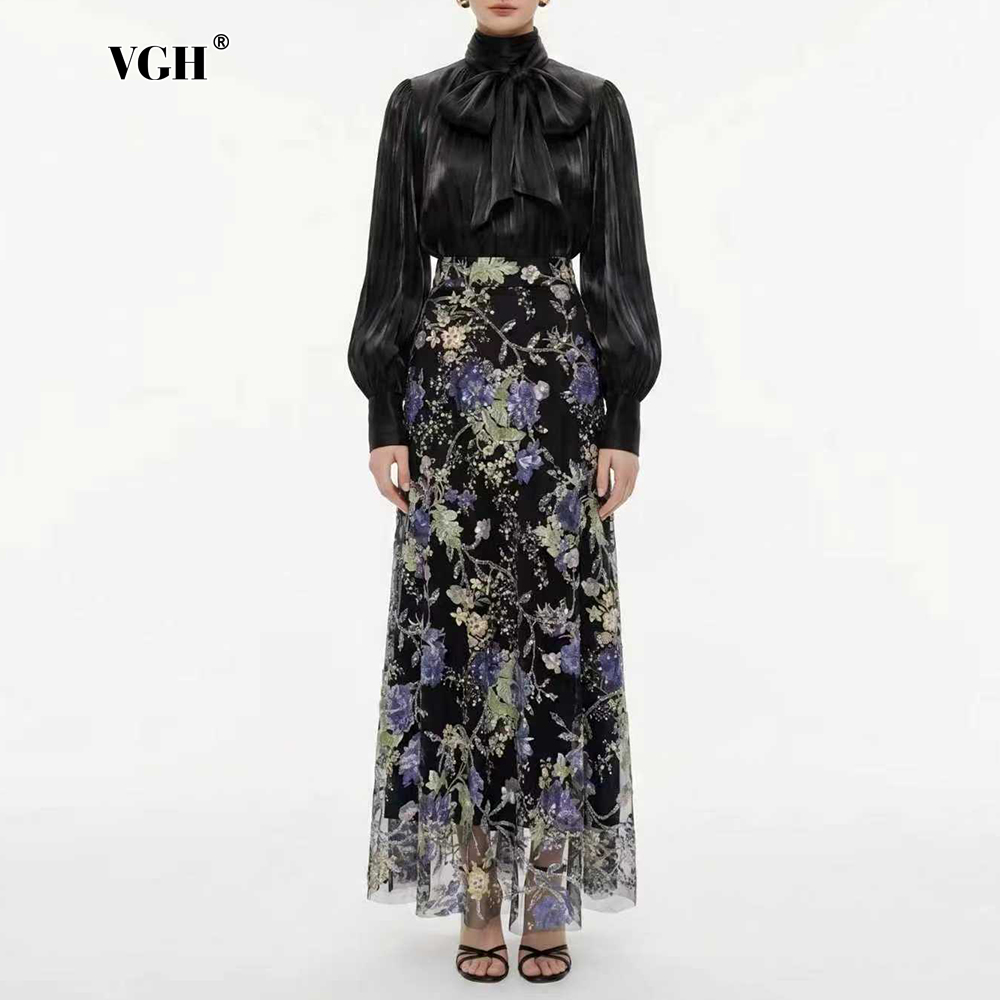 Formal Wear Women Us - VGH Zarif Şık Siyah Çiçek Desenli