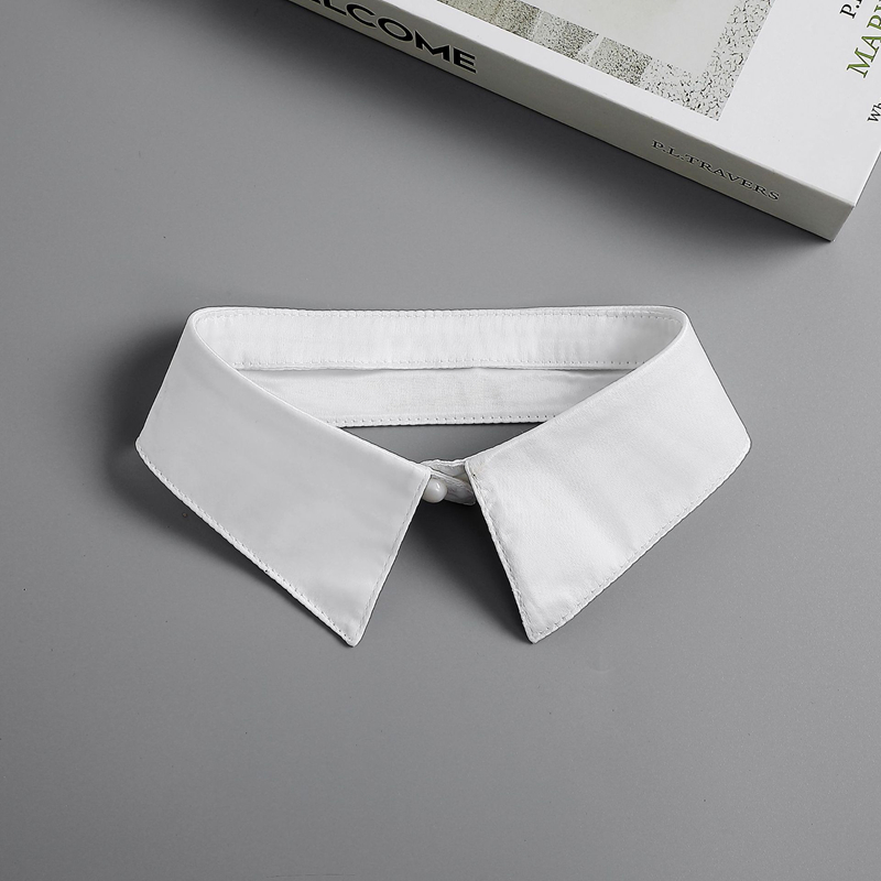 Women Formal Wear White Shirt - Kadın Şık Ayrılabilir Stand Sahte Yaka