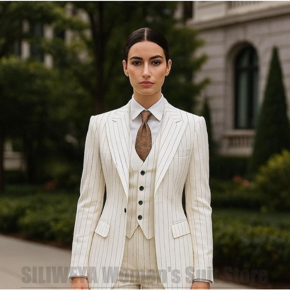 Beyaz Çizgili Kadın Takım Elbi - Women Formal Wear White Shirt incelemesi ve fiyatı